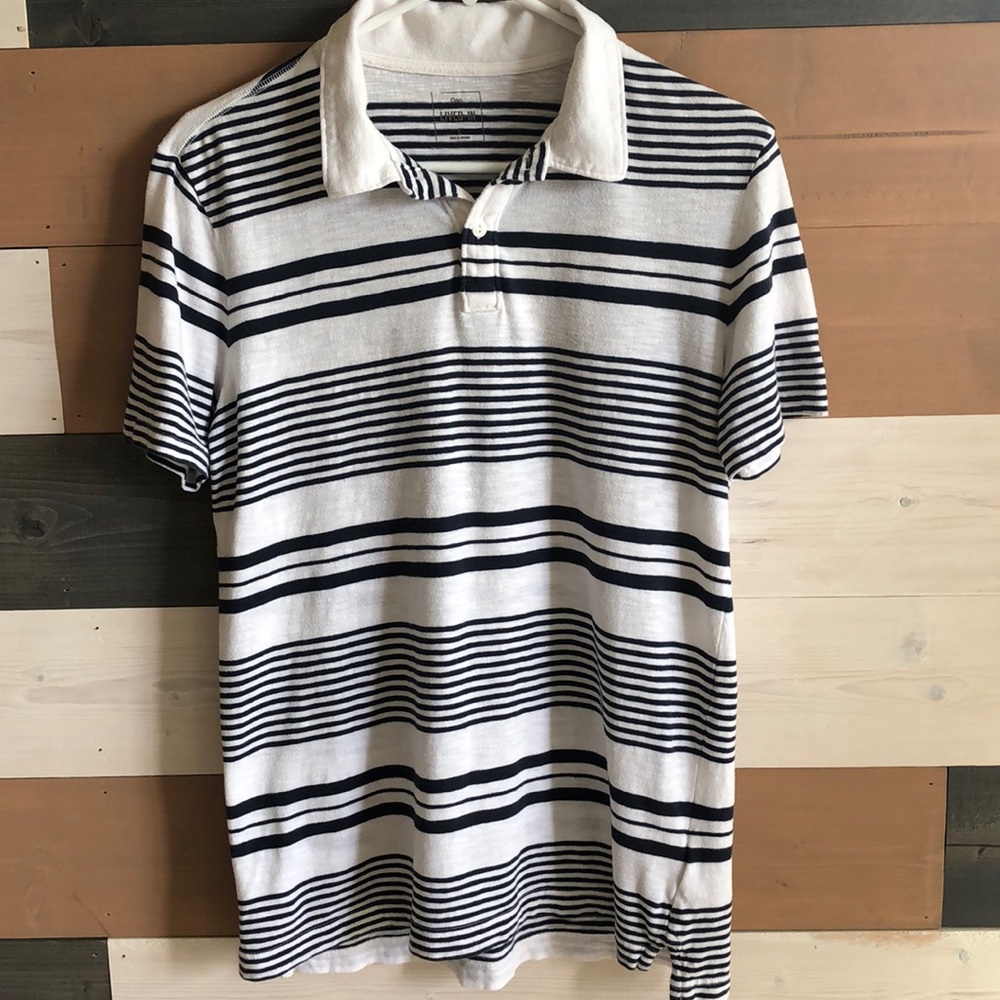 GAP Men’s Polo Shirt, navy/white striped, Size S